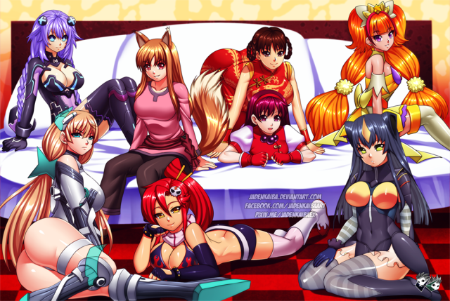 amanogawa kirara,angela balzac,asamiya athena,cure twinkle,holo,lei fang,purple heart,yoko littner,zetton